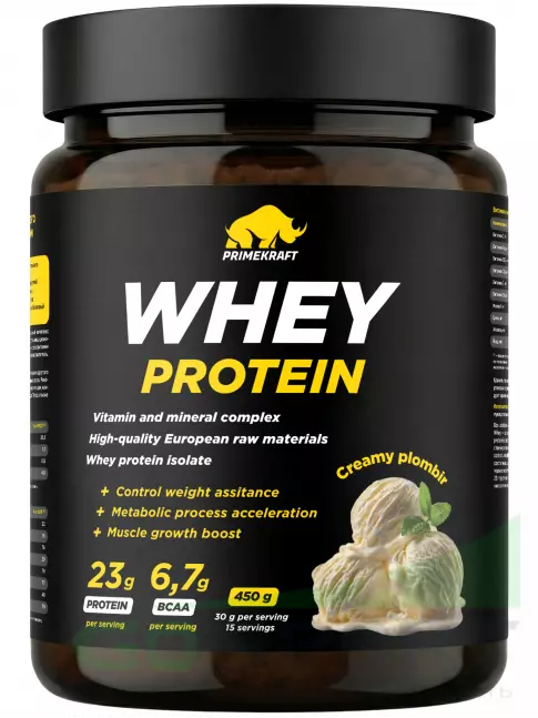 Сывороточный протеин PRIMEKRAFT Whey Protein 450 г, Сливочный пломбир Сывороточный протеин PRIMEKRAFT Whey Protein 450 г, Сливочный пломбир
