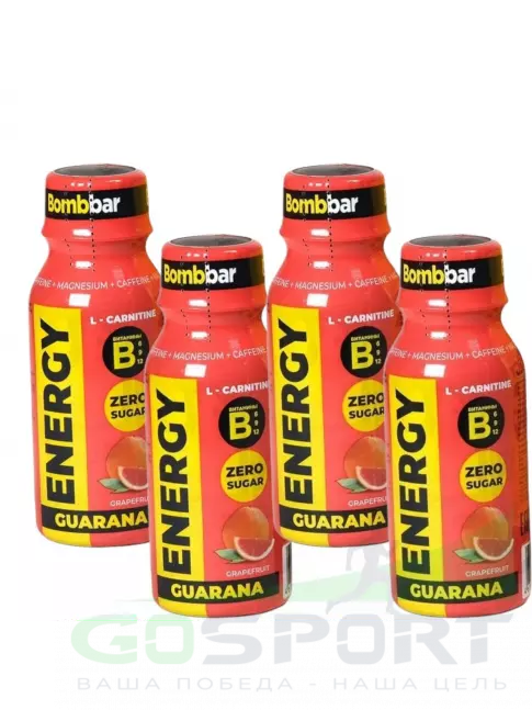 L-Карнитин жидкий BombBar SHOT Energy L-Carnitine Guarana 4 x 100 мл, Грейпфрут L-Карнитин жидкий BombBar SHOT Energy L-Carnitine Guarana 4 x 100 мл, Грейпфрут