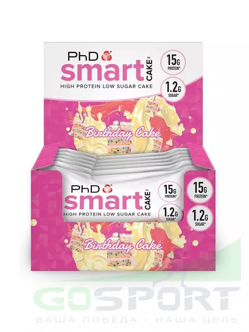 Протеиновый батончик PhD Nutrition Smart Cake печенье 12 х 60 г, Праздничный торт Протеиновый батончик PhD Nutrition Smart Cake печенье 12 х 60 г, Праздничный торт