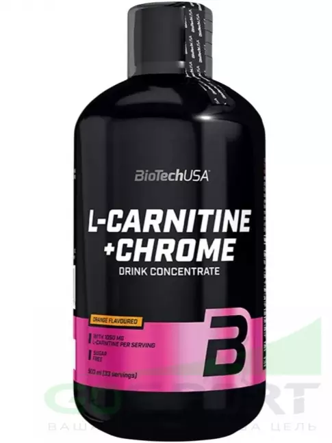 L-Карнитин жидкий BioTechUSA L-Carnitine 1050 mg + Chrome 150 mcg 500 мл, Апельсин L-Карнитин жидкий BioTechUSA L-Carnitine 1050 mg + Chrome 150 mcg 500 мл, Апельсин