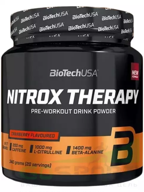 Предтреник в порошке BioTechUSA Nitrox Therapy 340 г, Клюква Предтреник в порошке BioTechUSA Nitrox Therapy 340 г, Клюква
