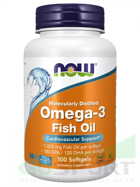 Омега-3 NOW Foods Omega-3 Fish Oil 1000 mg 100 гелевых капсул Омега-3 NOW Foods Omega-3 Fish Oil 1000 mg 100 гелевых капсул