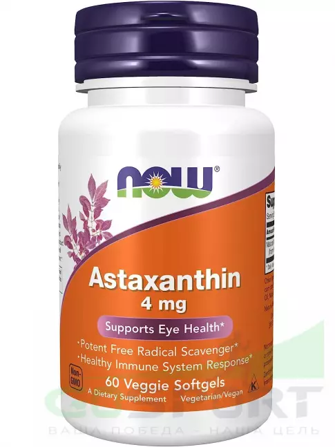 Комплексные антиоксиданты NOW Foods Astaxanthin 4 mg 60 гелевых капсул Комплексные антиоксиданты NOW Foods Astaxanthin 4 mg 60 гелевых капсул