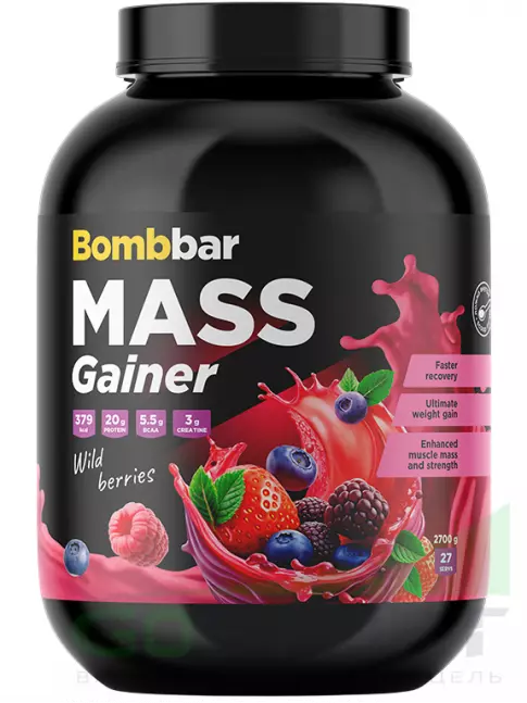 Гейнер BombBar Mass Gainer 2700 г, Лесные ягоды Гейнер BombBar Mass Gainer 2700 г, Лесные ягоды