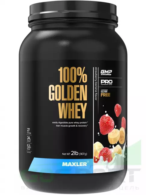 Сывороточный протеин MAXLER 100% Golden Whey 907 г, Клубника-банан Сывороточный протеин MAXLER 100% Golden Whey 907 г, Клубника-банан