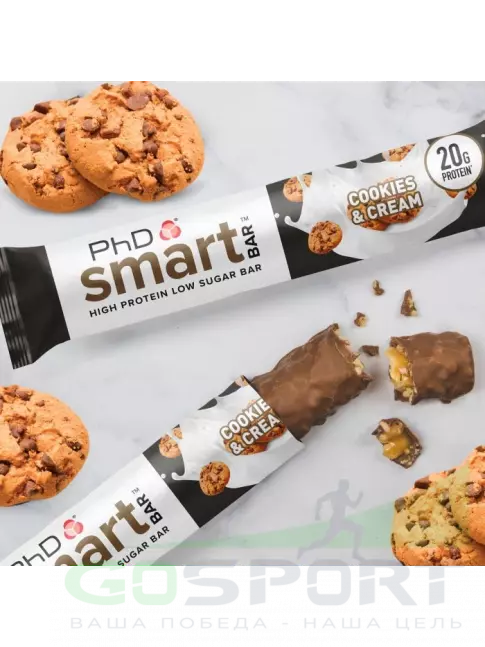 Протеиновый батончик PhD Nutrition Smart Bar 12 x 64 г, Печенье и Сливки Протеиновый батончик PhD Nutrition Smart Bar 12 x 64 г, Печенье и Сливки