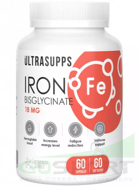 Железо UltraSupps Iron 20 mg 60 капсул Железо UltraSupps Iron 20 mg 60 капсул