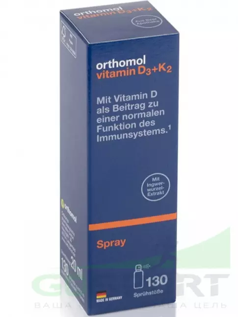Витамин D Orthomol Vitamin D3+К2 20 мл, Апельсин-Мята Витамин D Orthomol Vitamin D3+К2 20 мл, Апельсин-Мята