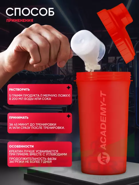 Креатин моногидрат Академия-Т Fit Creatine 5000 mg 300 г, Натуральный