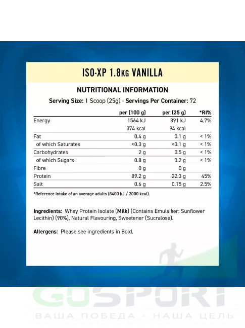 Сывороточный протеин APPLIED NUTRITION ISO-XP сывороточный изолят 1800 г, Ваниль Сывороточный протеин APPLIED NUTRITION ISO-XP сывороточный изолят 1800 г, Ваниль