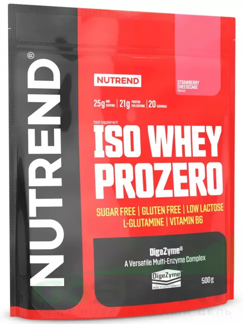 Изолят протеина NUTREND Iso Whey Prozero 500 г, Клубничный чизкейк Изолят протеина NUTREND Iso Whey Prozero 500 г, Клубничный чизкейк
