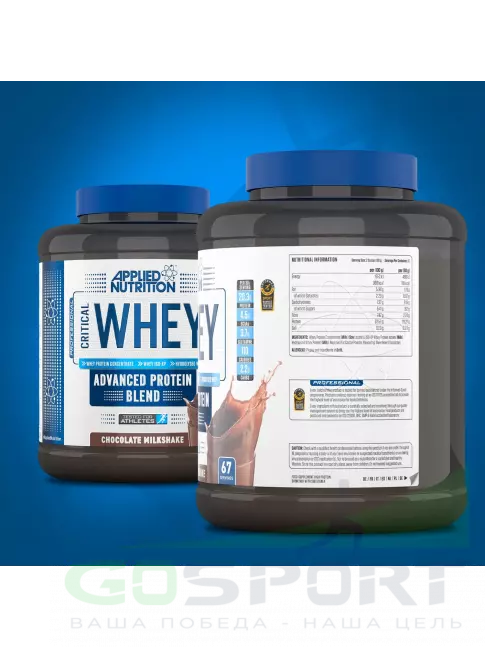 Сывороточный протеин APPLIED NUTRITION CRITICAL Whey 2000 г, Шоколадный молочный коктейль Сывороточный протеин APPLIED NUTRITION CRITICAL Whey 2000 г, Шоколадный молочный коктейль