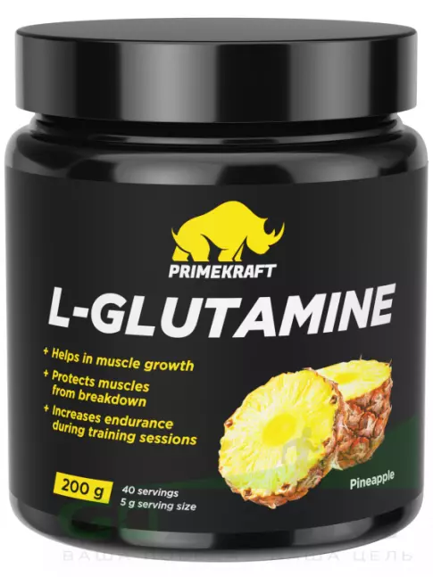 L-Глютамин PRIMEKRAFT L-Glutamine 4350 mg 200 г, Ананас L-Глютамин PRIMEKRAFT L-Glutamine 4350 mg 200 г, Ананас