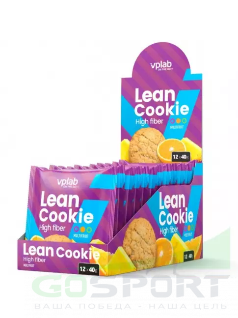 Протеиновый батончик VP Laboratory Lean Cookie 12 штук * 40 г, Мультифрукт Протеиновый батончик VP Laboratory Lean Cookie 12 штук * 40 г, Мультифрукт