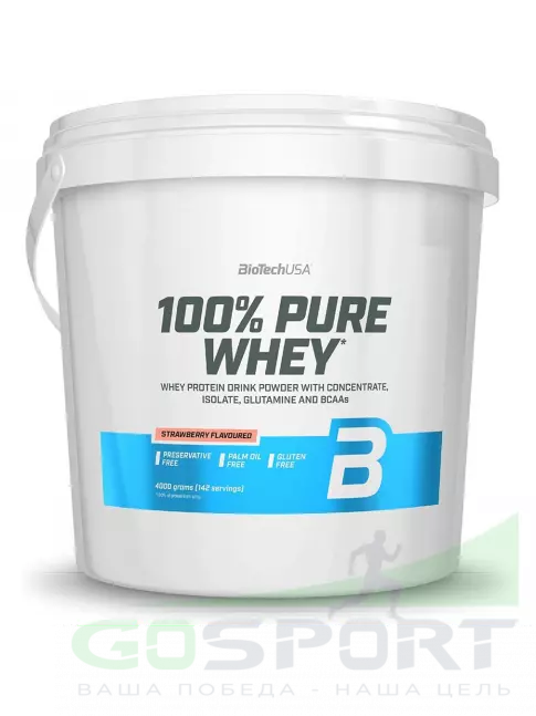 Сывороточный протеин BioTechUSA 100% Pure Whey 4000 г, Клубника