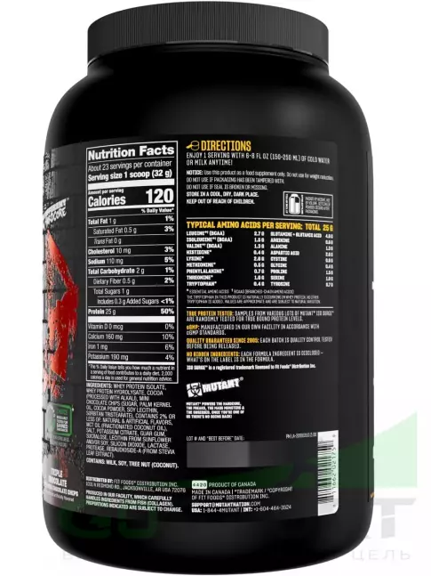 Изолят протеина Mutant Iso Surge 727 г, Тройной шоколад Изолят протеина Mutant Iso Surge 727 г, Тройной шоколад