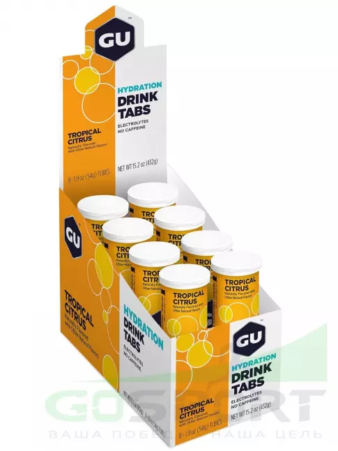 Изотоник GU Energy Labs GU HYDRATION DRINK TABS 8 x 12 таб, Тропический цитрус Изотоник GU Energy Labs GU HYDRATION DRINK TABS 8 x 12 таб, Тропический цитрус