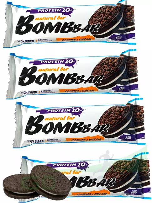 Протеиновый батончик BombBar Protein Bar 4 x 60 г, Печенье с кремом Протеиновый батончик BombBar Protein Bar 4 x 60 г, Печенье с кремом