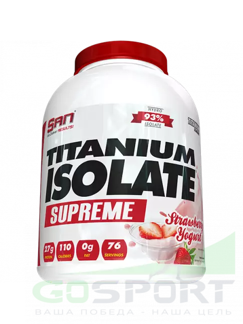 Изолят протеина SAN Titanium Isolate Supreme 2240 г, Клубника йогурт Изолят протеина SAN Titanium Isolate Supreme 2240 г, Клубника йогурт