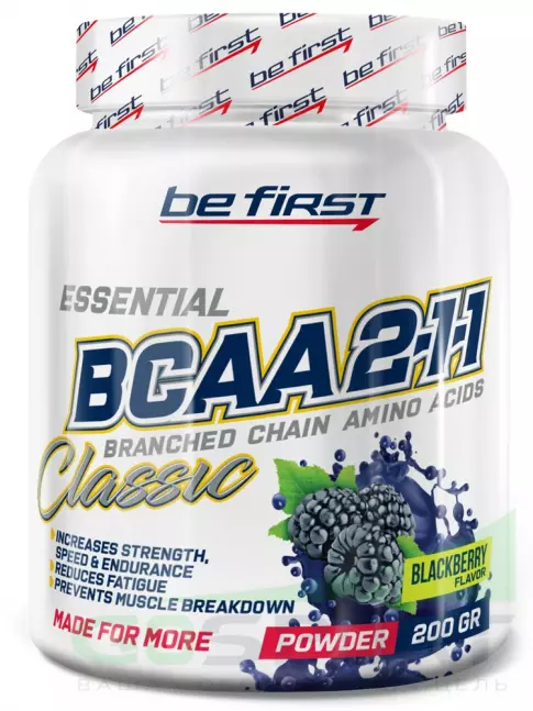 BCAA Be First BCAA Classic Powder 2:1:1 200 г, Ежевика BCAA Be First BCAA Classic Powder 2:1:1 200 г, Ежевика