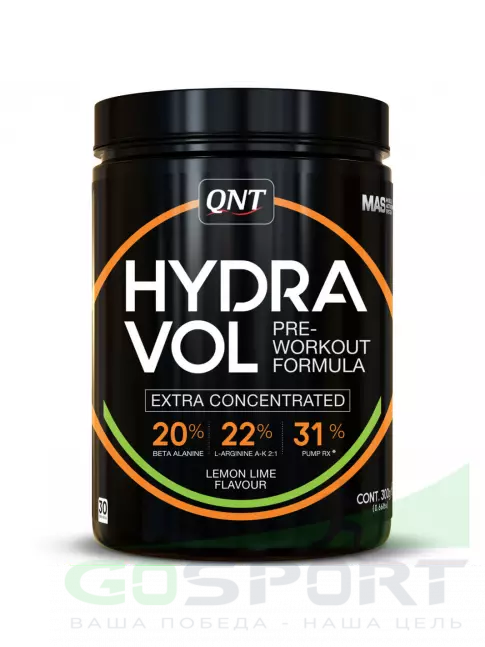 Предтреник в порошке QNT HYDRAVOL EXTRA CONCENTRATED PRE-WORKOUT no caffeine 300 г, Лимон-Лайм
