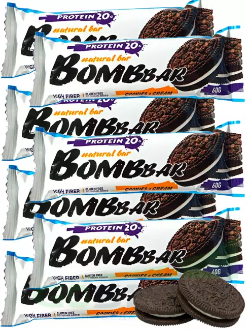 Протеиновый батончик BombBar Protein Bar 7 x 60 г, Печенье с кремом Протеиновый батончик BombBar Protein Bar 7 x 60 г, Печенье с кремом