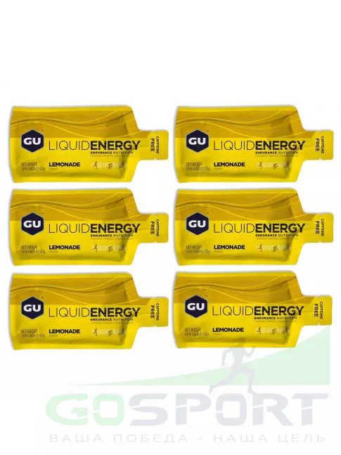 Гель питьевой GU Energy Labs GU Liquid Enegry Gel no caffeine 6 саше x 60 g, Лимонад Гель питьевой GU Energy Labs GU Liquid Enegry Gel no caffeine 6 саше x 60 g, Лимонад