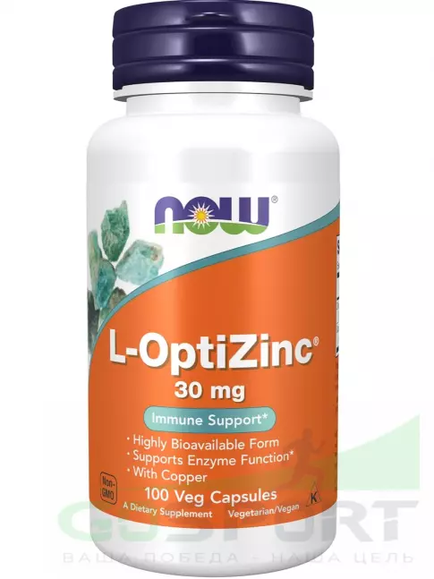 Цинк NOW Foods L-OptiZinc 30 mg 100 веган капсул