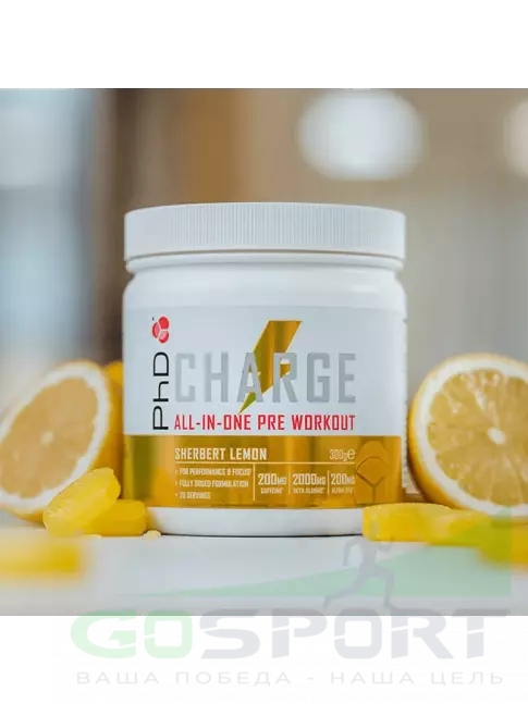 Предтреник в порошке PhD Nutrition Предтренировочный комплекс charge 300 г, Лимонный Щербет Предтреник в порошке PhD Nutrition Предтренировочный комплекс charge 300 г, Лимонный Щербет