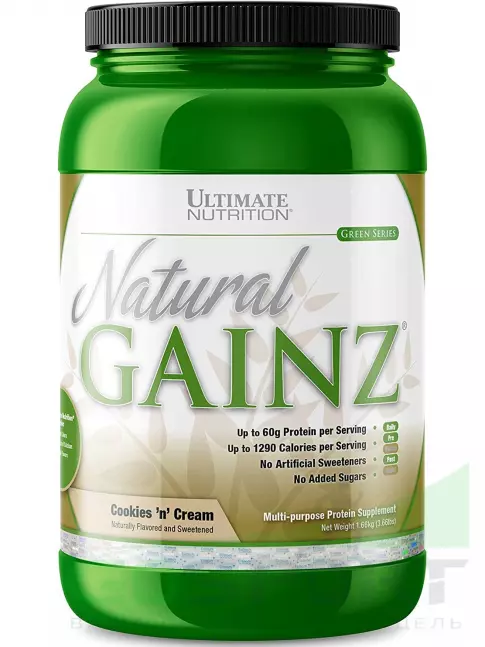 Гейнер Ultimate Nutrition Natural Gainz Whey Protein Powder 1666 г, Сливочное печенье Гейнер Ultimate Nutrition Natural Gainz Whey Protein Powder 1666 г, Сливочное печенье