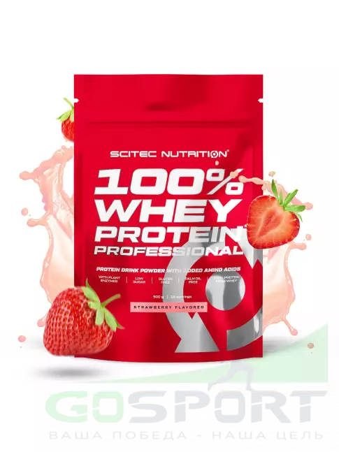 Сывороточный протеин Scitec Nutrition 100% Whey Protein Professional 500 г, Клубника Сывороточный протеин Scitec Nutrition 100% Whey Protein Professional 500 г, Клубника