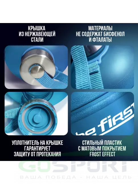 Бутылочки 1000 мл Be First Бутылка для воды (матовая TS 1.890-FROST) 1890 мл, Голубой Бутылочки 1000 мл Be First Бутылка для воды (матовая TS 1.890-FROST) 1890 мл, Голубой