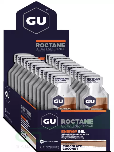 Гель питьевой GU Energy Labs GU ROCTANE Energy Gel 35mg caffeine 24 x 32 г, Шоколад-Кокос