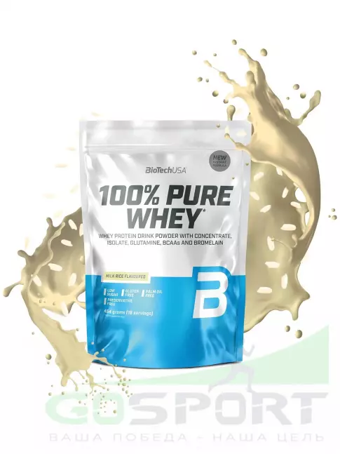 Сывороточный протеин BioTechUSA 100% Pure Whey 454 г, Рисовый пудинг Сывороточный протеин BioTechUSA 100% Pure Whey 454 г, Рисовый пудинг
