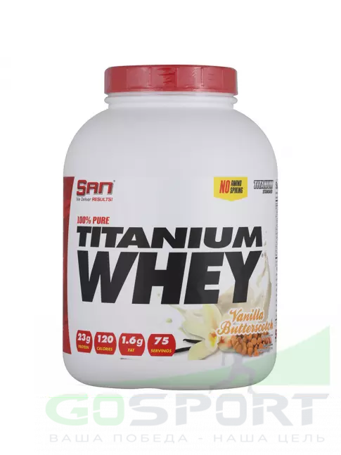 Сывороточный протеин SAN 100% Pure Titanium Whey 2240 г, Ванильная ириска Сывороточный протеин SAN 100% Pure Titanium Whey 2240 г, Ванильная ириска