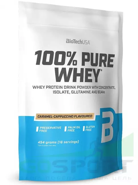 Сывороточный протеин BioTechUSA 100% Pure Whey 454 г, Карамель-капучино