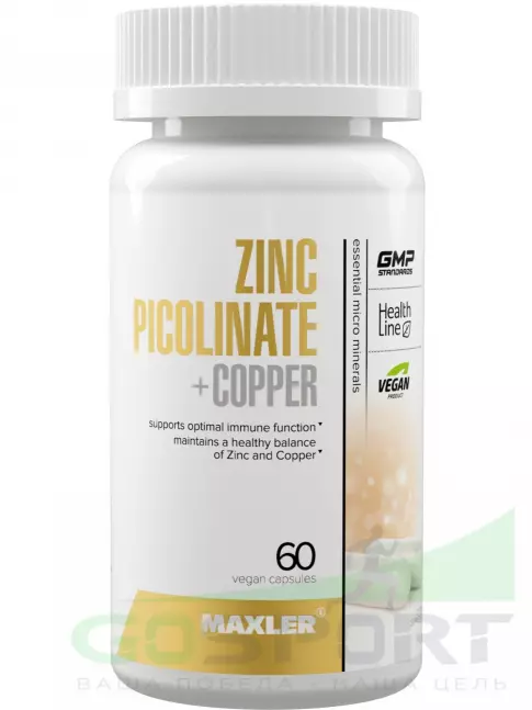 Цинк MAXLER Zinc Picolinate + Copper 60 капсул Цинк MAXLER Zinc Picolinate + Copper 60 капсул