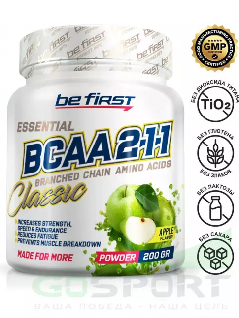 BCAA Be First BCAA Classic Powder 2:1:1 200 г, Яблоко BCAA Be First BCAA Classic Powder 2:1:1 200 г, Яблоко