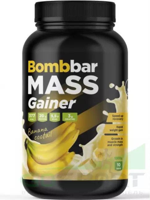 Гейнер BombBar Mass Gainer 1000 г, Банановый коктейль Гейнер BombBar Mass Gainer 1000 г, Банановый коктейль