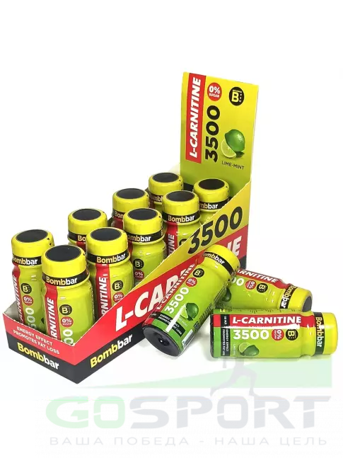 L-Карнитин жидкий BombBar L-Carnitine 3500 Shot 12 x 50 мл, Лайм - Мята L-Карнитин жидкий BombBar L-Carnitine 3500 Shot 12 x 50 мл, Лайм - Мята