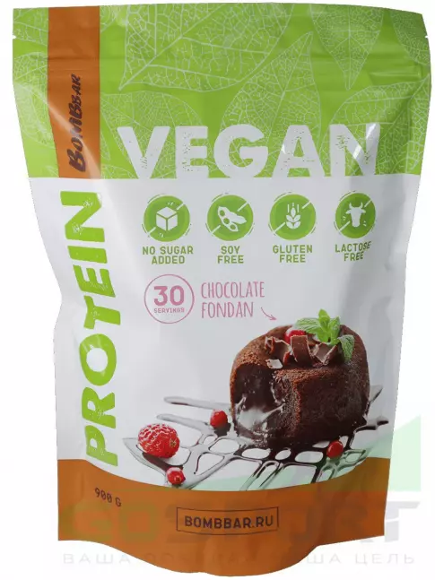 Протеин для веганов BombBar VEGAN Protein 900 г, Шоколадный фондан Протеин для веганов BombBar VEGAN Protein 900 г, Шоколадный фондан