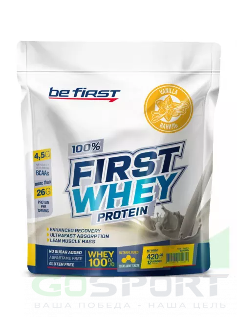 Сывороточный протеин Be First First Whey protein (сывороточный протеин) 420 г, Ваниль Сывороточный протеин Be First First Whey protein (сывороточный протеин) 420 г, Ваниль