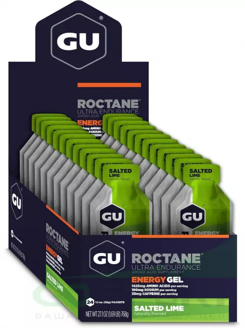 Гель питьевой GU Energy Labs GU ROCTANE Energy Gel 35mg caffeine 24 x 32 г, Соленый лайм Гель питьевой GU Energy Labs GU ROCTANE Energy Gel 35mg caffeine 24 x 32 г, Соленый лайм