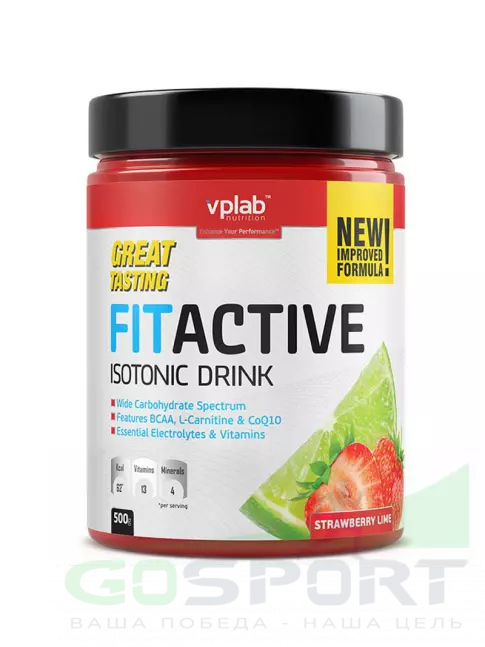 Изотоник VP Laboratory FITACTIVE ISOTONIC DRINK 500 г, Клубника-Лайм