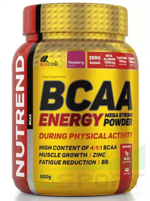 BCAA 4:1:1 NUTREND BCAA Energy MEGA Strong Power 4:1:1 500 г, Малина BCAA 4:1:1 NUTREND BCAA Energy MEGA Strong Power 4:1:1 500 г, Малина