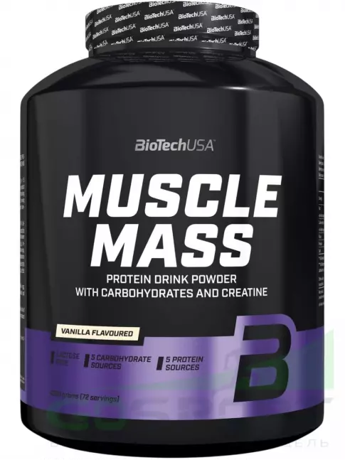 Гейнер BioTechUSA Muscle Mass 4000 г, Ваниль Гейнер BioTechUSA Muscle Mass 4000 г, Ваниль