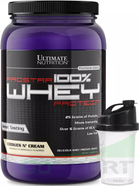 Сывороточный протеин Ultimate Nutrition Prostar Whey 907 г + шейкер, Печенье - крем