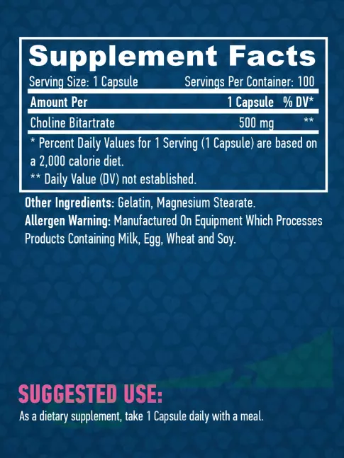 Антиоксиданты Haya Labs Choline Bitartrate 500 mg 100 капсул Антиоксиданты Haya Labs Choline Bitartrate 500 mg 100 капсул