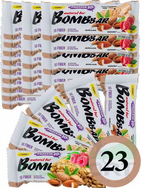 Протеиновый батончик BombBar Protein Bar 23 x 60 г, Рисовый Протеиновый батончик BombBar Protein Bar 23 x 60 г, Рисовый