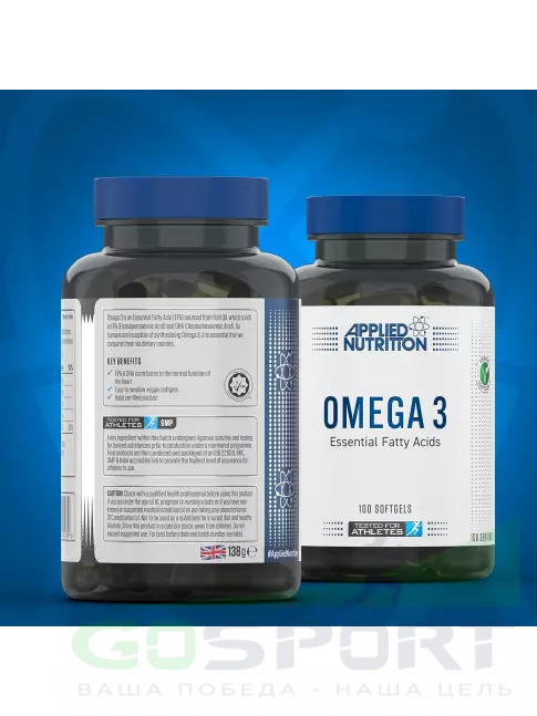 Омега-3 APPLIED NUTRITION Omega 3 Fish Oil 1000mg 100 мягких капсул Омега-3 APPLIED NUTRITION Omega 3 Fish Oil 1000mg 100 мягких капсул